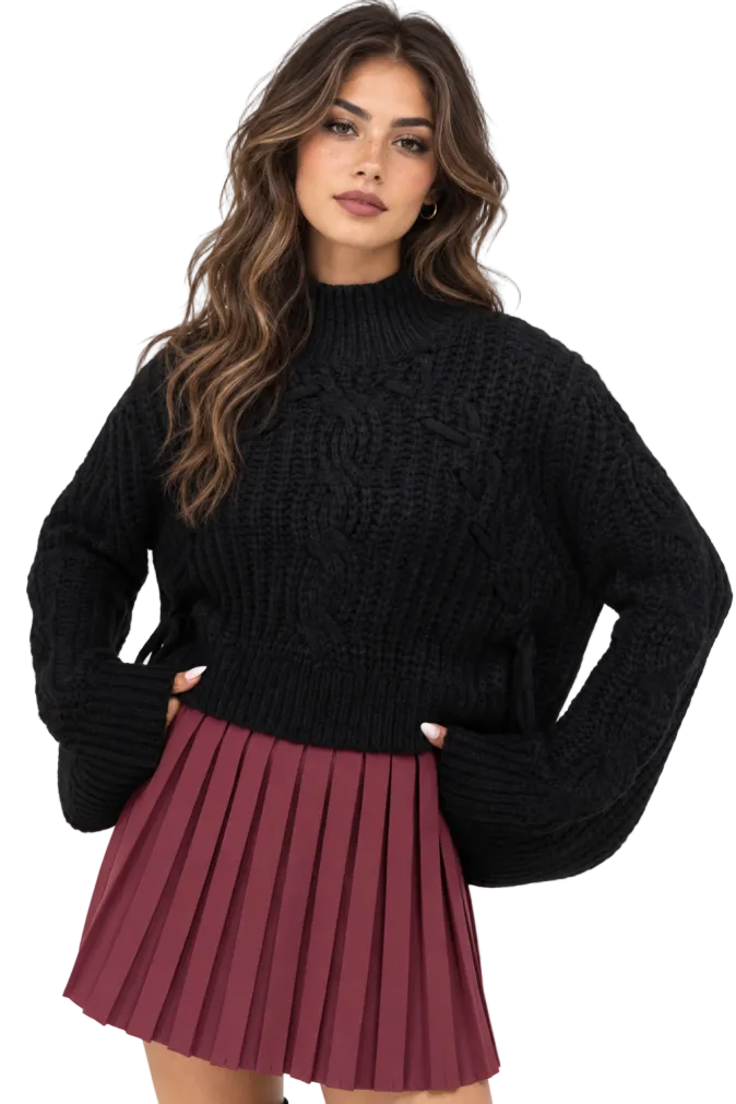 KILLSTAR Hexelore black sweater shown on a model from the front