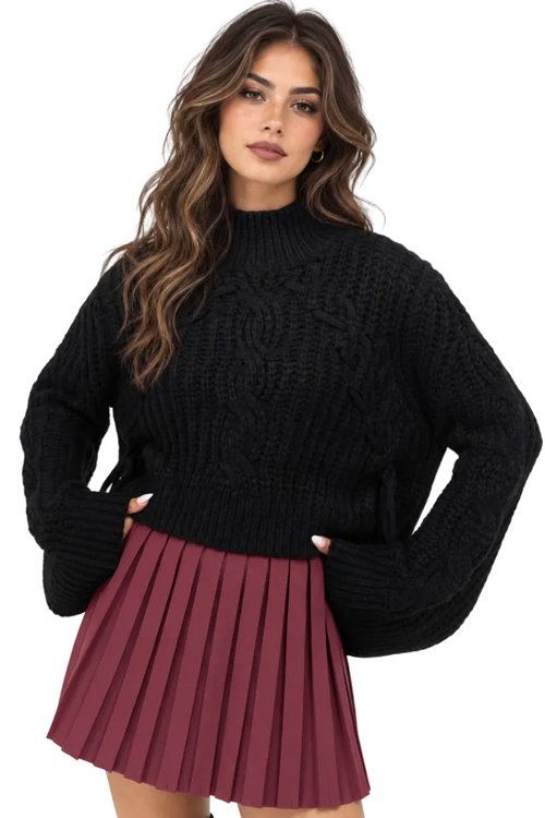 KILLSTAR Hexelore black sweater shown on a model from the front